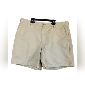 LL BEAN Mens Sz 36 khaki 100% Cotton Outdoor Flat Front Shorts Chino Golf
